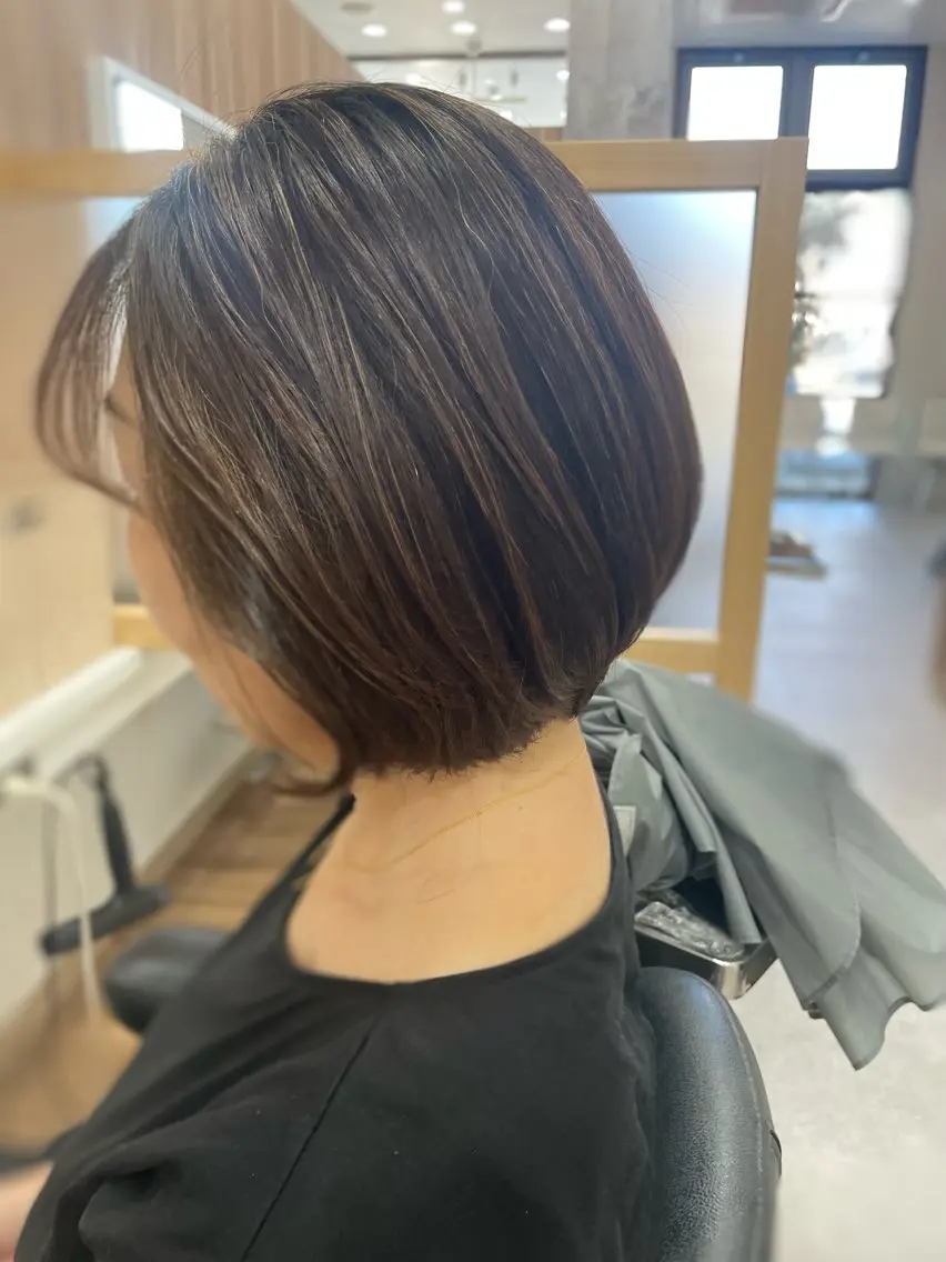 ミディアム カラー パーマ カット ヘアカラー トリートメント 葭葉 久美子のヘアスタイル