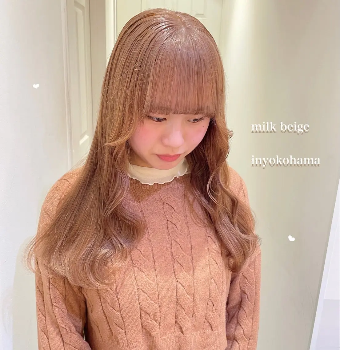 セミロング カラー ベージュカラー ヘアカラー シールエクステ横浜 🐏☁️miminaのヘアスタイル