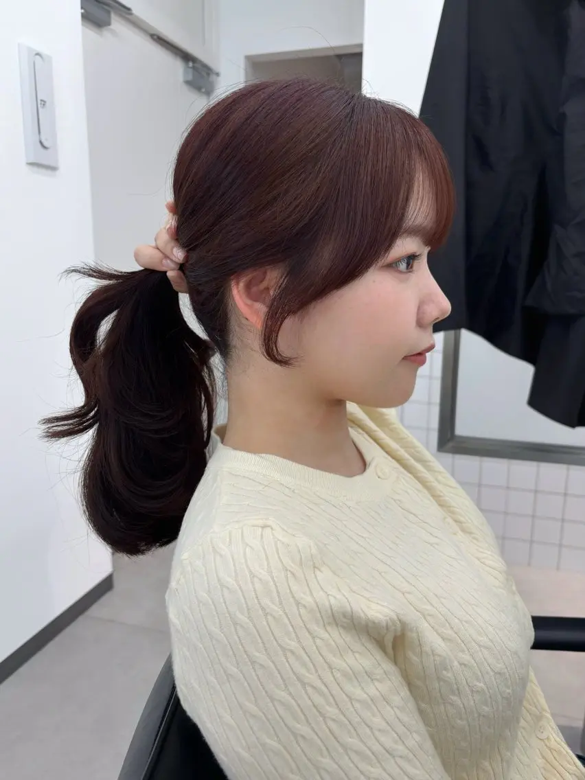 セミロング カラー ブラウンカラー ピンクカラー ピンクブラウン 顔周りカット カット ヘアカラー トリートメント 𝗺𝗶𝗸𝘂♡ 似合わせ🎀のヘアスタイル