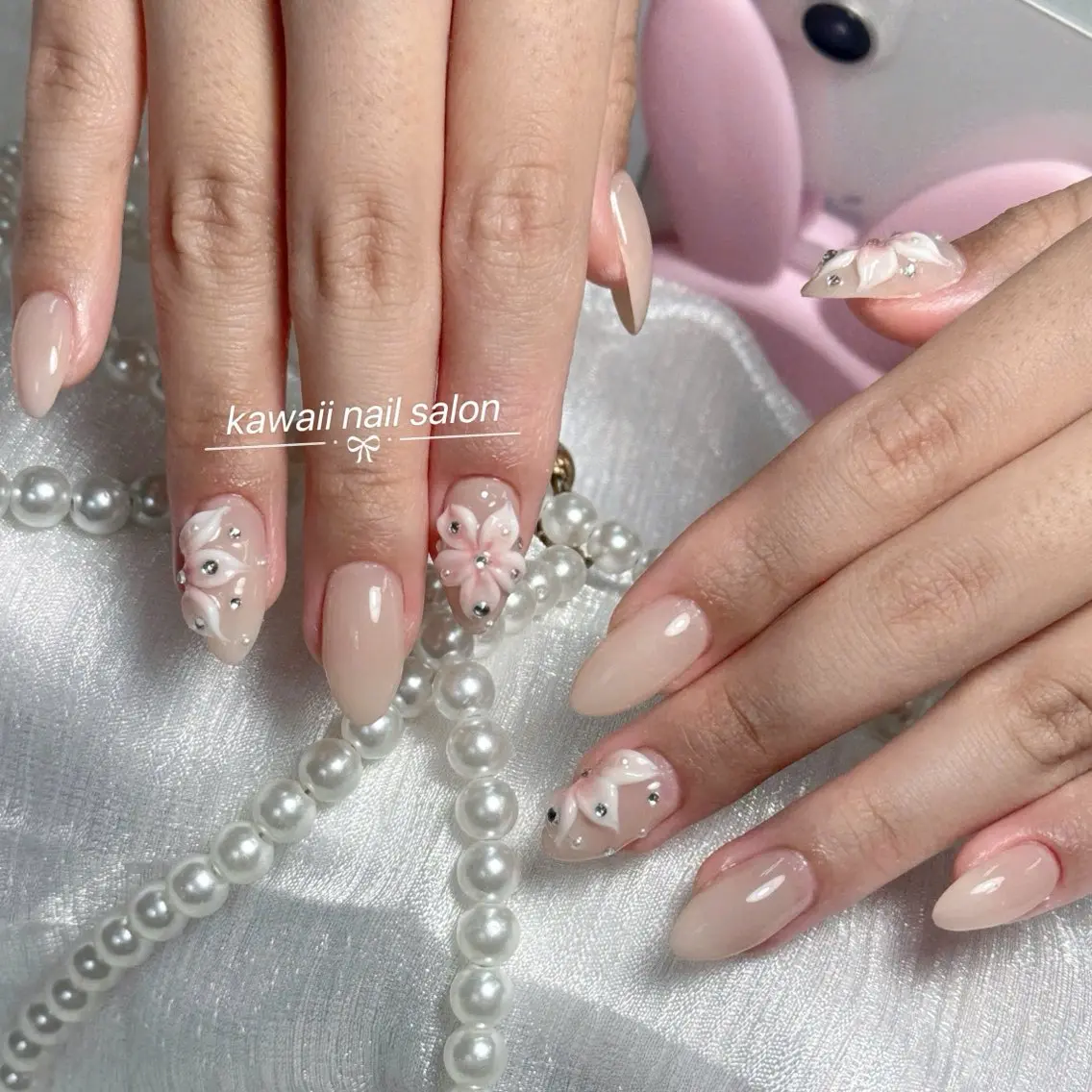 ネイル チークネイル ドット フレンチネイル 韓国ネイル レース Kawaii _Nailのネイルデザイン