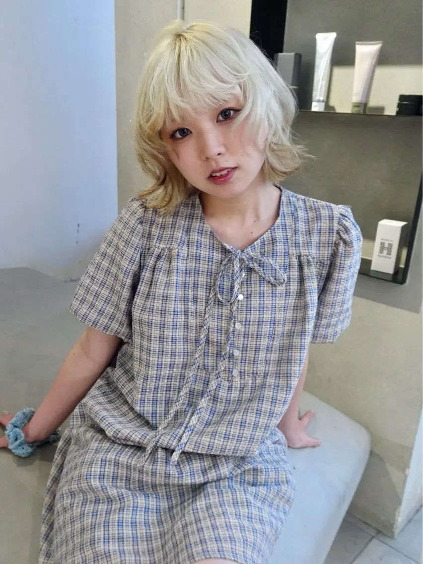 ショート カラー ヘアカラー ハイトーン/レイヤー nail 百咲💌のヘアスタイル
