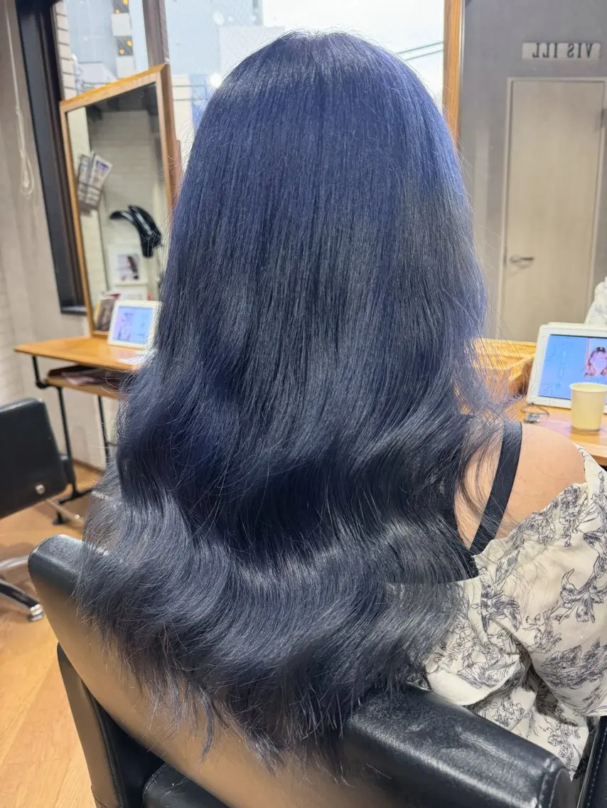 ロング カラー ブルーカラー カット ヘアカラー ✨ハイトーン カラー福岡拓也✨のヘアスタイル