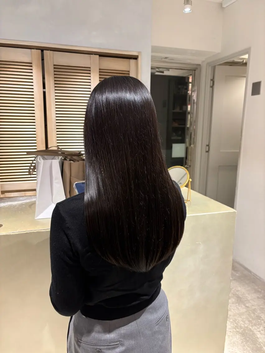 ロング パーマ 縮毛矯正 SHEA /縮毛矯正 イソダハルカのヘアスタイル