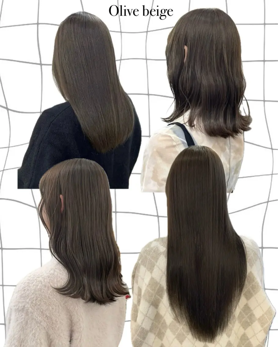 セミロング カラー ベージュカラー ブリーチ ダブルカラー ブリーチなしカラー オリーブベージュ ヘアカラー トリートメント ✨髪質改善✨原宿 えのもと　はなのヘアスタイル