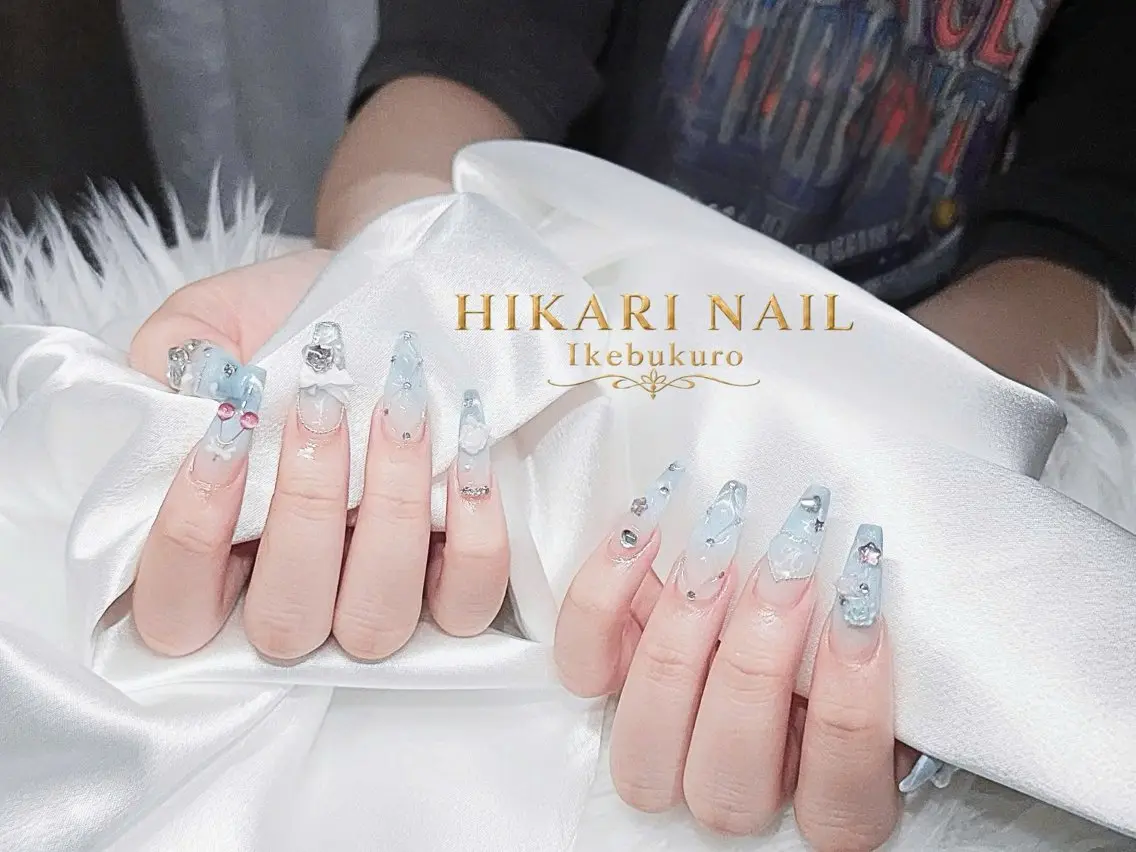 ネイル チークネイル 長さ出し フレンチネイル ガーリー ハロウィン ハンドネイル HikariNail Ikebukuroのネイルデザイン