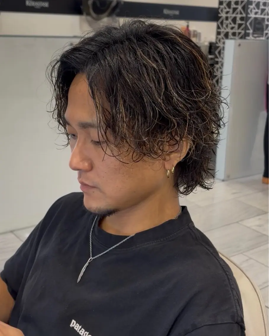 ミディアム メンズ メンズ ショート ・パーマ|ハルキのヘアスタイル
