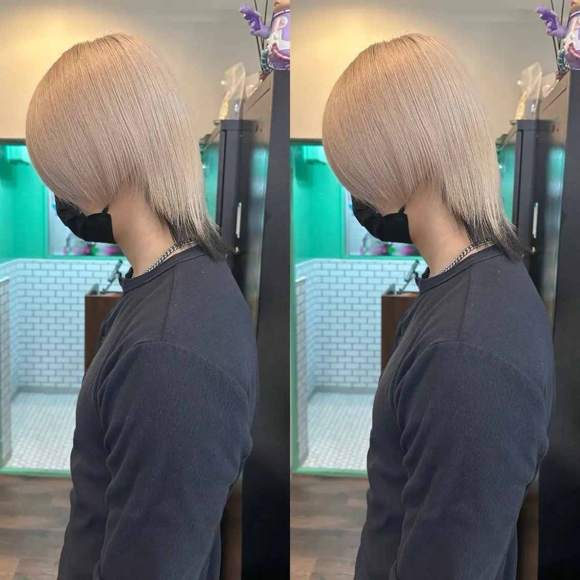 カラー ブリーチ ブロンド 透明感カラー ハイトーンカラー ホワイトブロンド ヘアカラー slit kokoroのヘアスタイル
