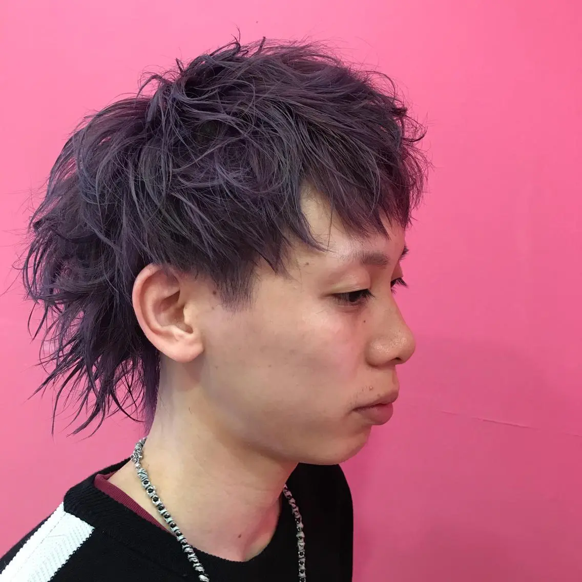ショート カラー メンズ マッシュウルフ マッシュ メンズウルフカット アッシュ ラベンダーカラー Vir by browのヘアスタイル