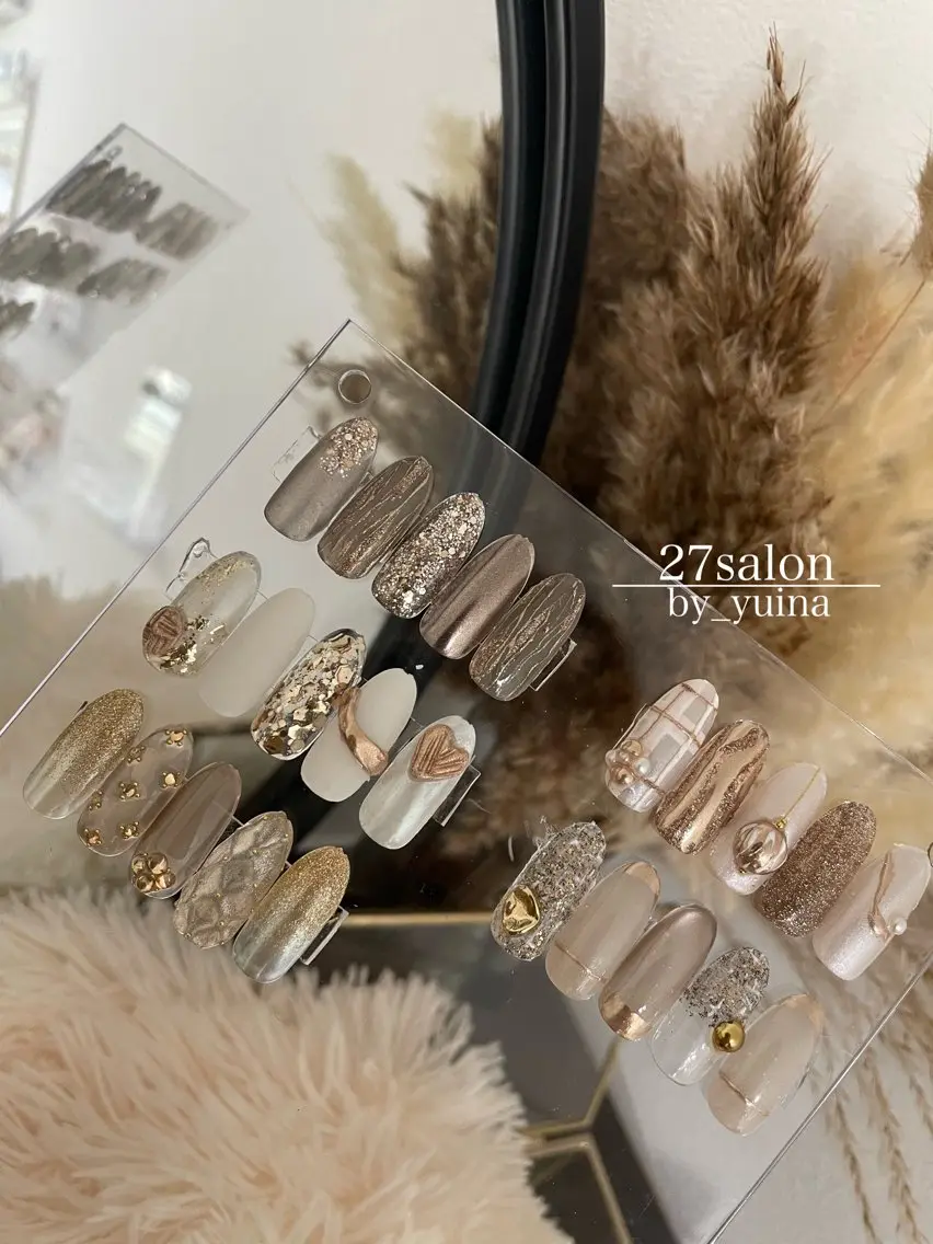 ネイル ニュアンスネイル 冬ネイル クリスマス ハンドネイル 27salon yuinaのネイルデザイン