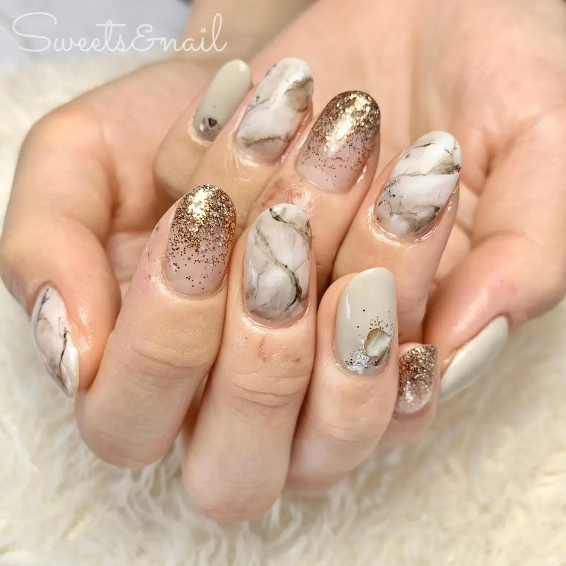ネイル 大理石ネイル(マーブル) Sweets& nail みなこのネイルデザイン