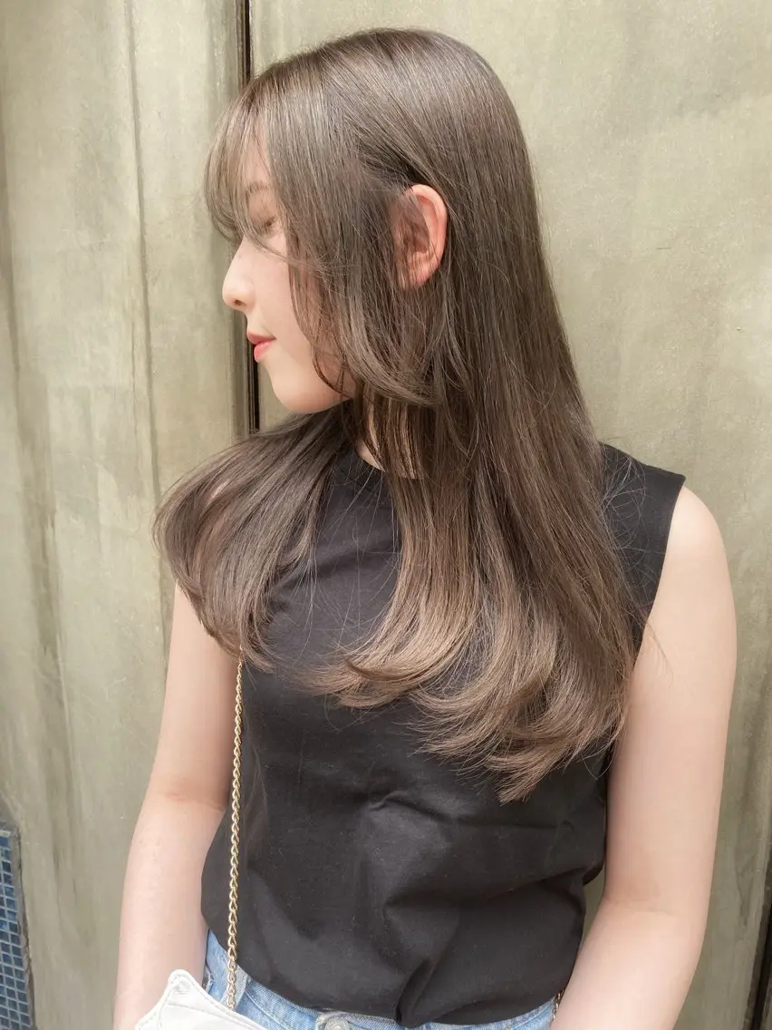 ロング カラー ベージュカラー カット sana🤍ボブ ベージュ🤍のヘアスタイル