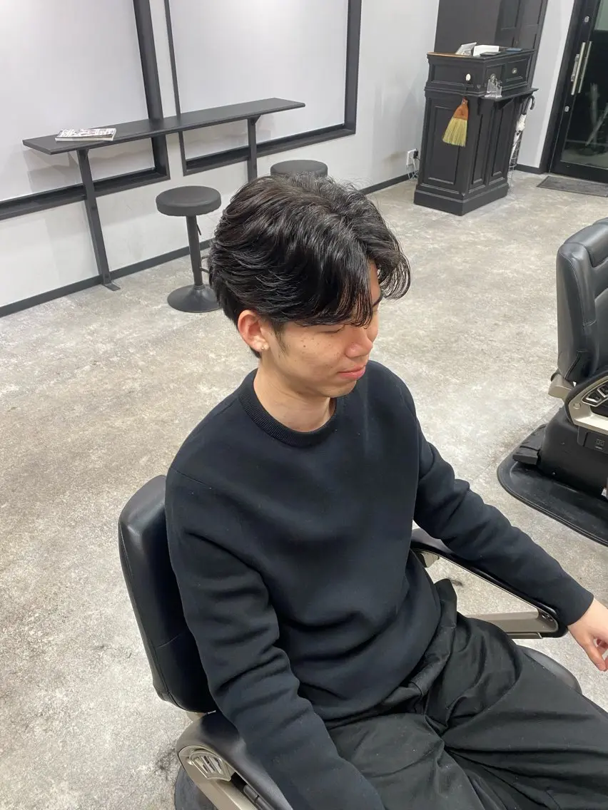 ショート メンズ センターパート カット パーマ メンズ専門美容師 BORDO/神谷のヘアスタイル