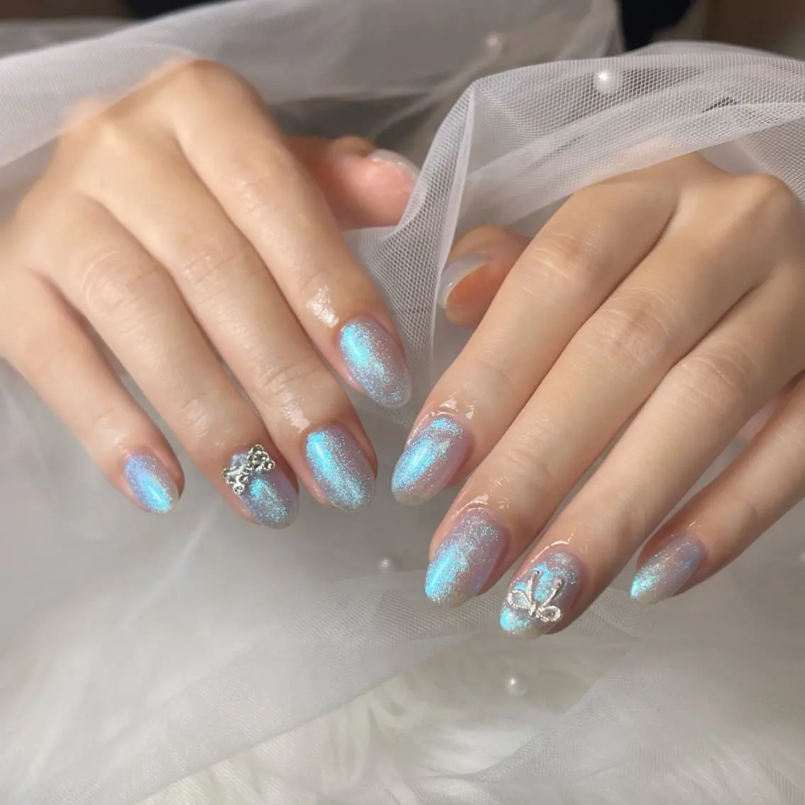 ネイル チークネイル フレンチネイル グラデーション キラキラネイル 韓国ネイル HIKARIHANA NAILのネイルデザイン