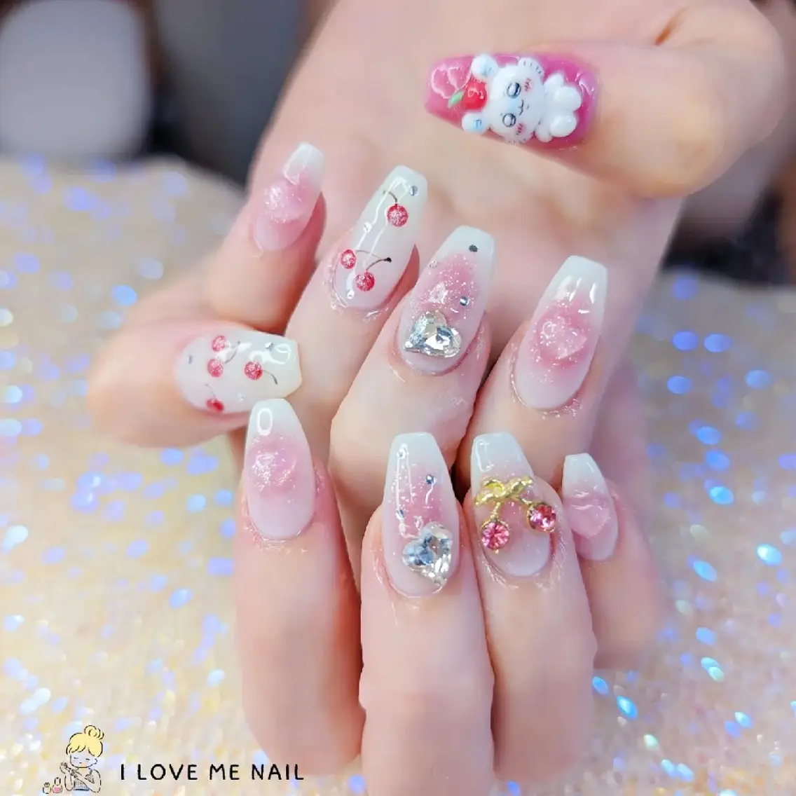 ネイル 長さ出し ジェルネイル ハート 韓国ネイル マグネットネイル ハンドネイル I LOVE ME NAIL.｡.:*♡のネイルデザイン