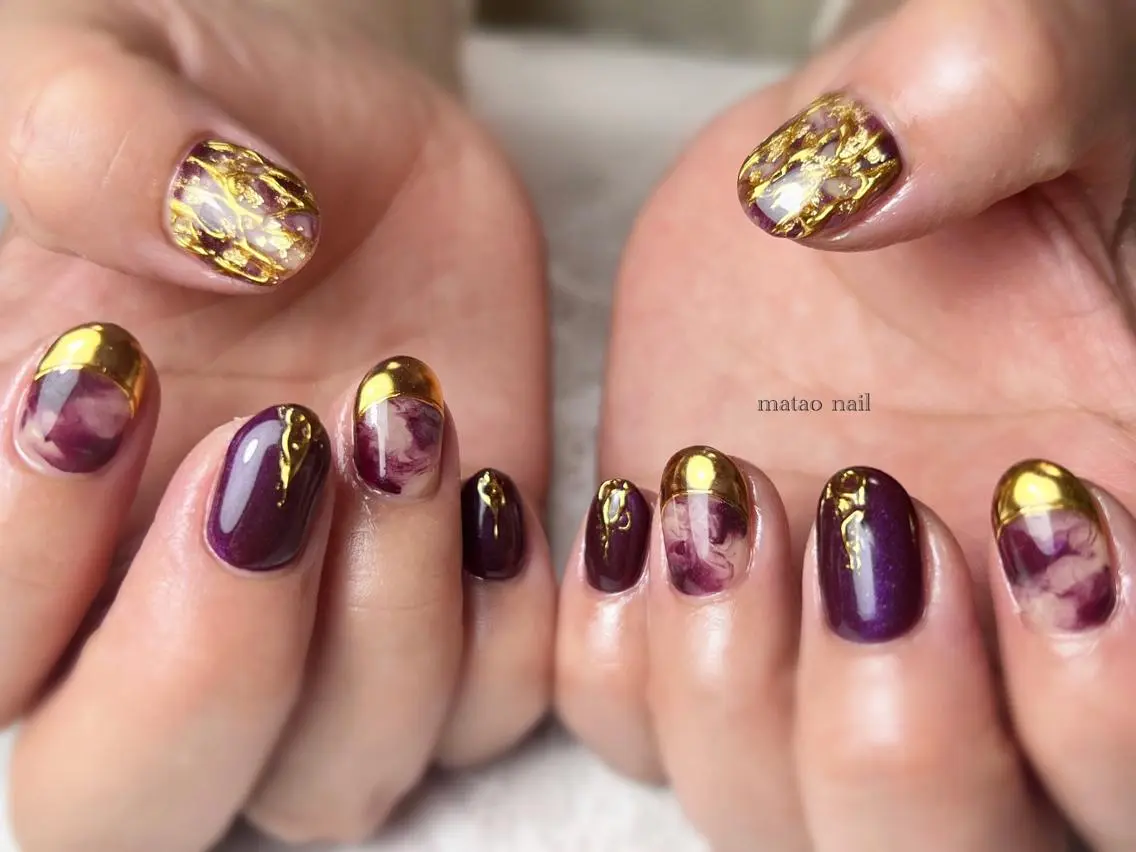 ネイル ゴールド ミラーネイル ハンドネイル フットネイル matao nailの眉毛・アイブロウイメージ