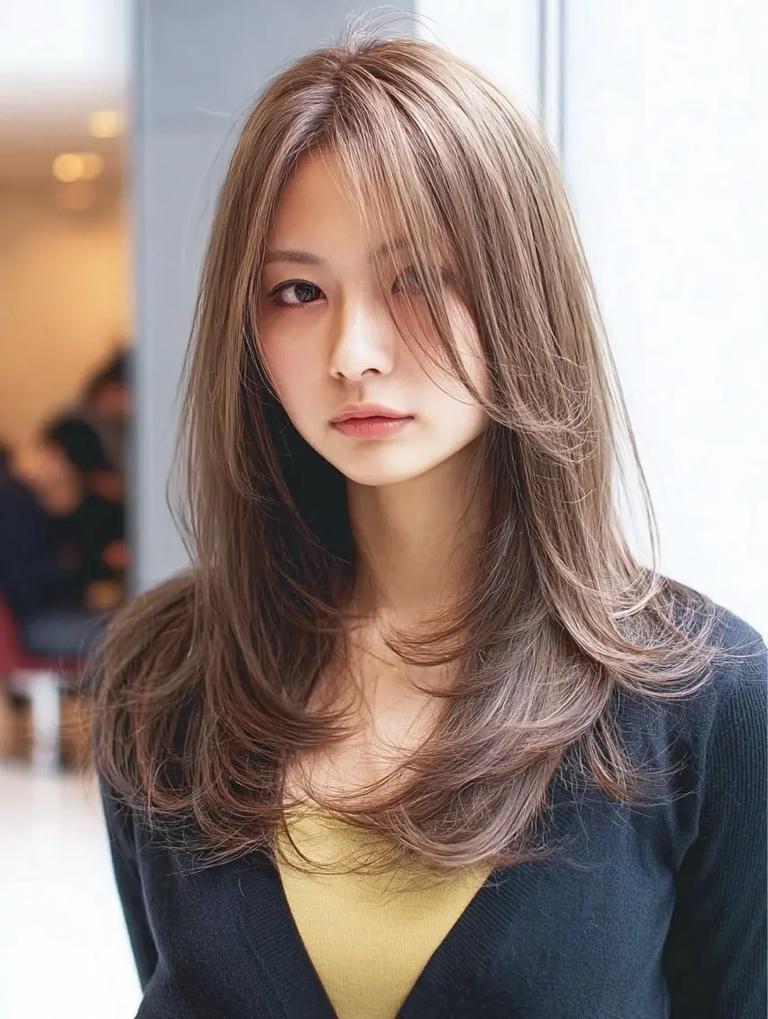 ロング パーマ 縮毛矯正 トリートメント 韓国×艶ハイトーンが かわいい✨️リオ🍒のヘアスタイル