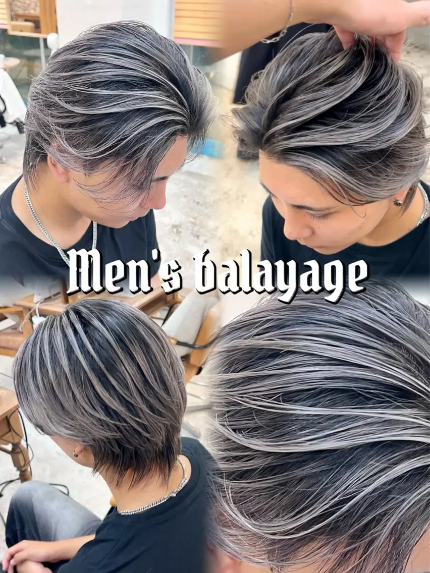 ショート カラー メンズ メンズバレイヤージュ バレイヤージュ レイヤーカット カット ヘアカラー バレイヤージュ/ シャドウルーツ/安室のヘアスタイル
