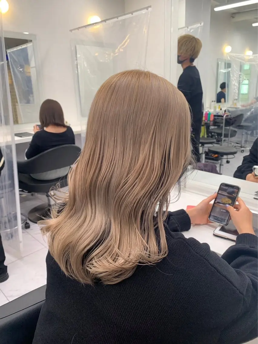 セミロング カラー パーマ ヘアアレンジ メンズ キッズ ブリーチなしカラー/ ブラウン/レイヤーのヘアスタイル