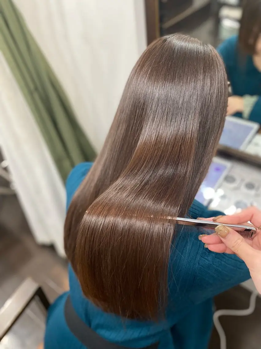 ロング カラー ベージュカラー 透明感カラー ココアベージュ トリートメント 透明感カラー名駅 名駅みゆのヘアスタイル