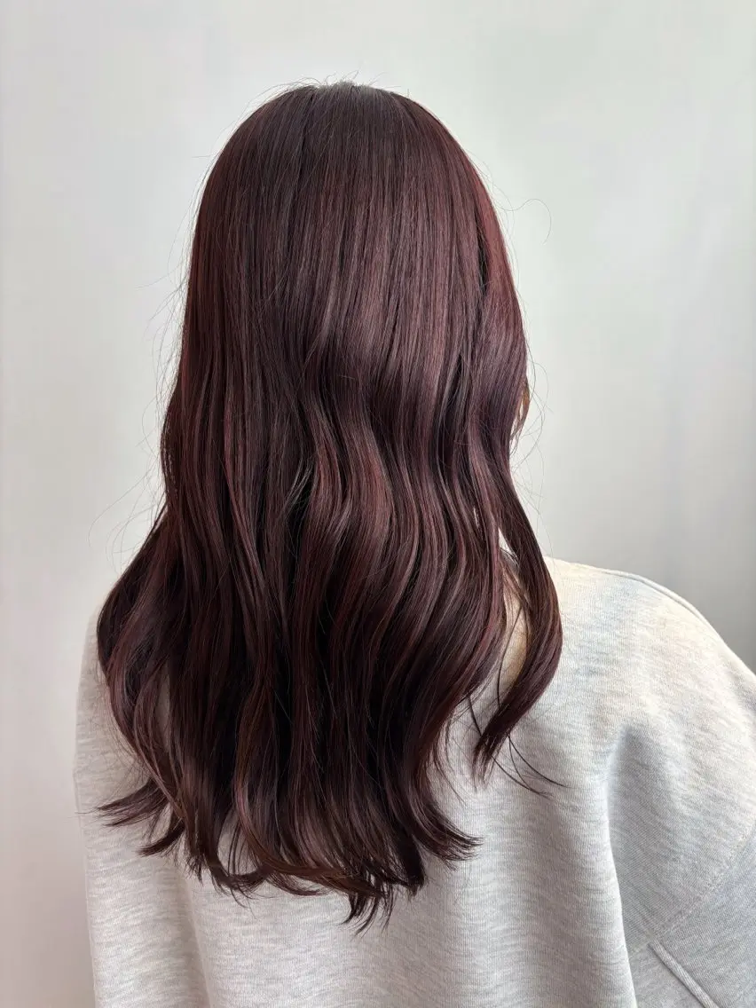 ロング ピンクブラウン 水川 七海のヘアスタイル
