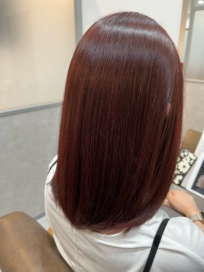 ミディアム レッドブラウン ヘアカラー 暖色＊ベージュ ＊くらたあやかのヘアスタイル