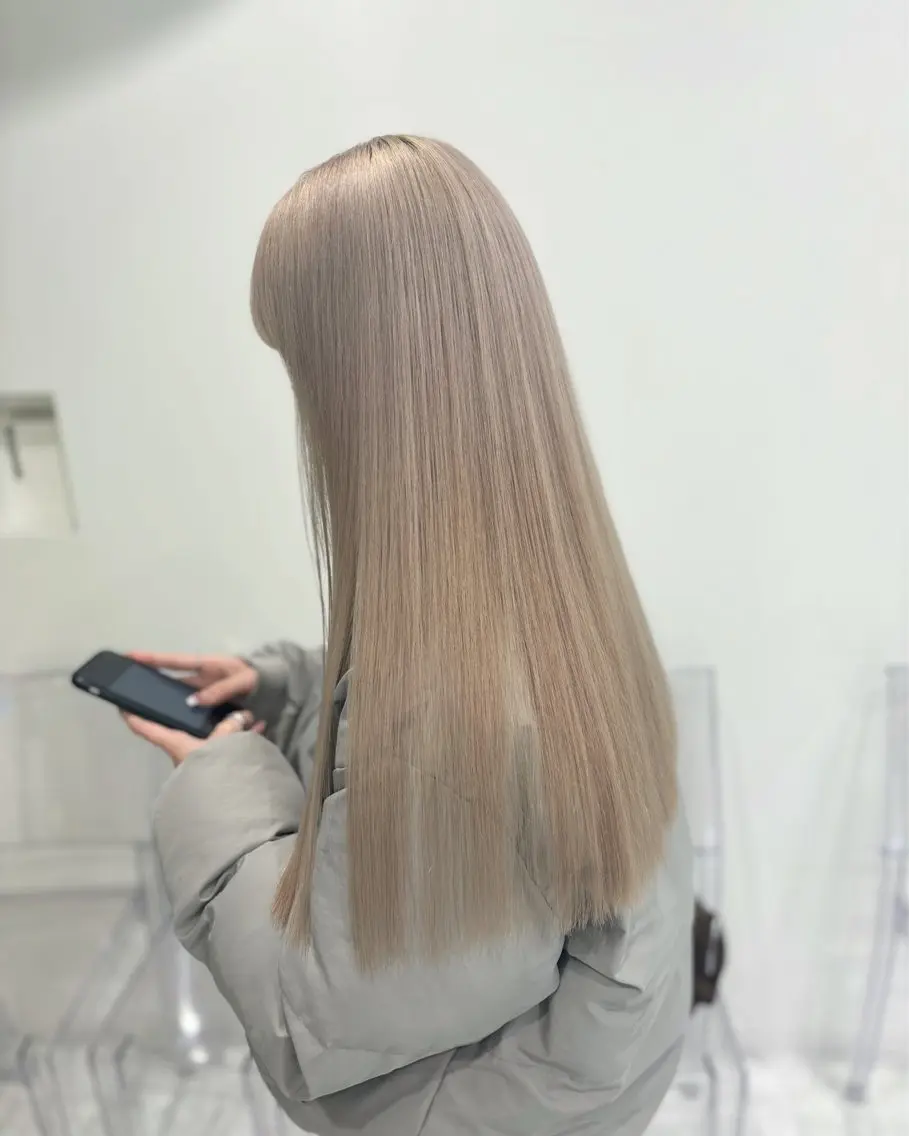 ロング カラー ヘアカラー トリートメント ヘッドスパ ヘアセット 💛ミルクティー 色落ち可愛い💛のヘアスタイル