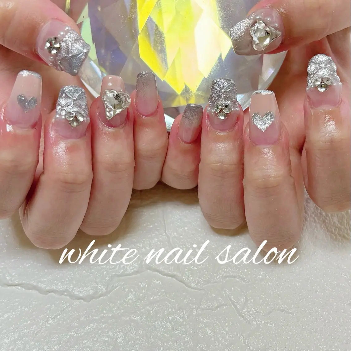 ネイル 長さ出し 持ち込み ホワイト ハンドネイル white nail salonのネイルデザイン