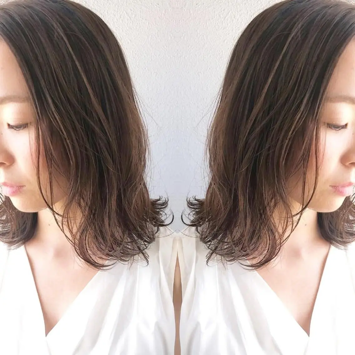 ミディアム カラー ヘアアレンジ 透明感カラー カット ヘアカラー トリートメント 竹内啓太 ボブのヘアスタイル