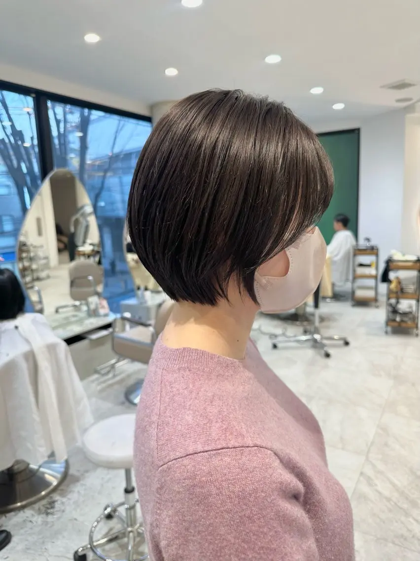 ショート カラー ショートボブ アッシュ 透明感カラー ボブ ショートヘア カット ヘアカラー トリートメント ニシカワ ユズミのヘアスタイル