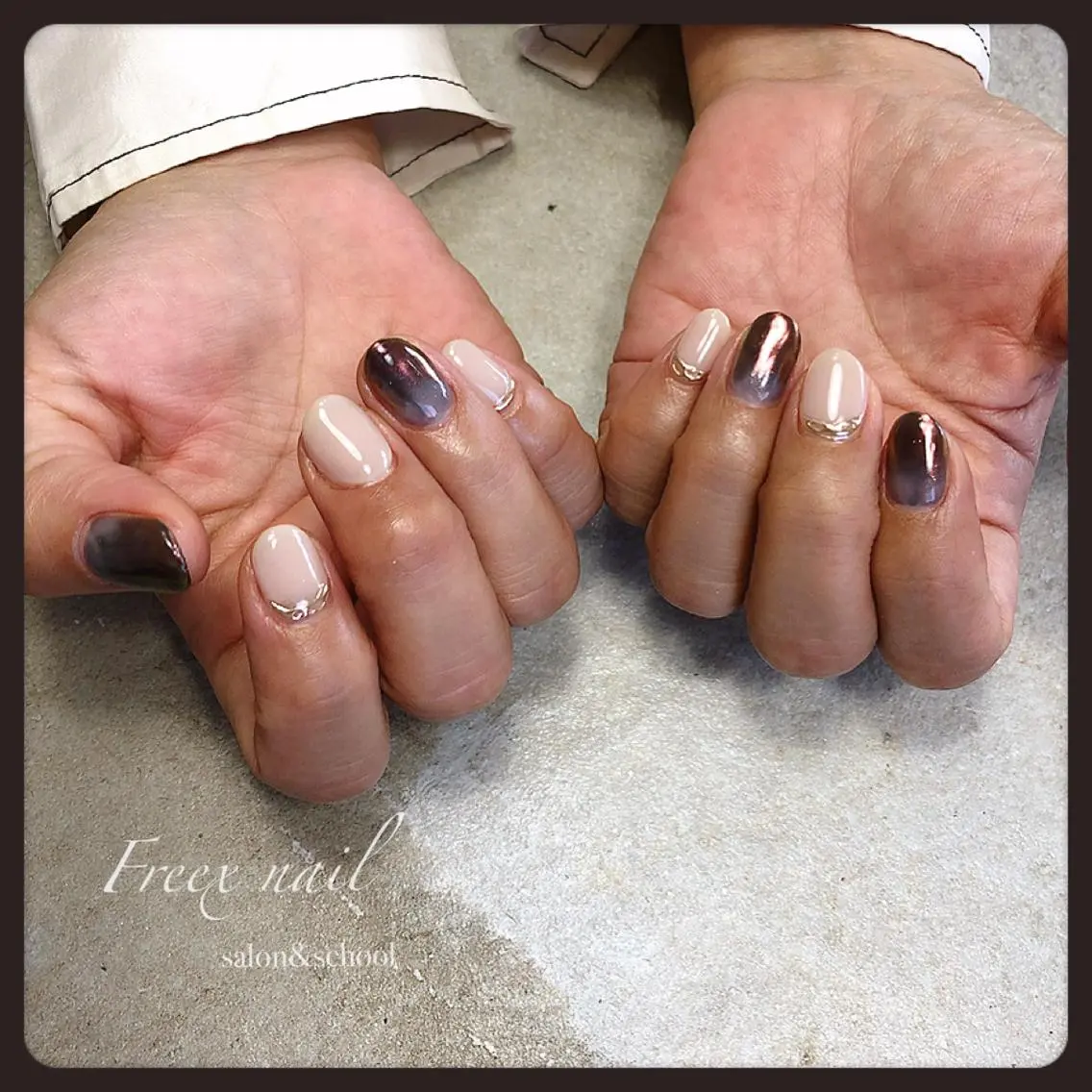 ネイル ミラーネイル ハンドネイル ハンドケア freex nail /ニュアンス/個性派のネイルデザイン