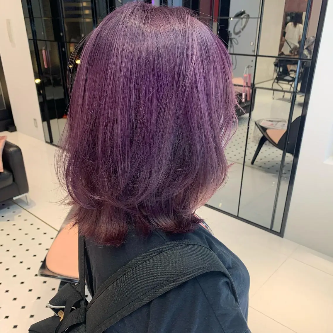 ミディアム カラー ブリーチ パープルカラー ハッシュカット /MANAMIのヘアスタイル