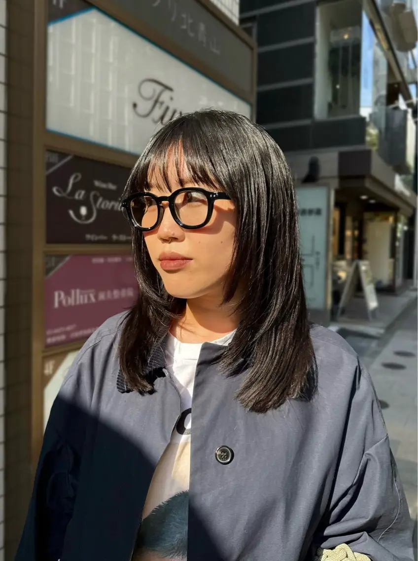 ミディアム カット 縮毛矯正 トリートメント 髪質改善×ブリーチ なしカラー/桃愛のヘアスタイル