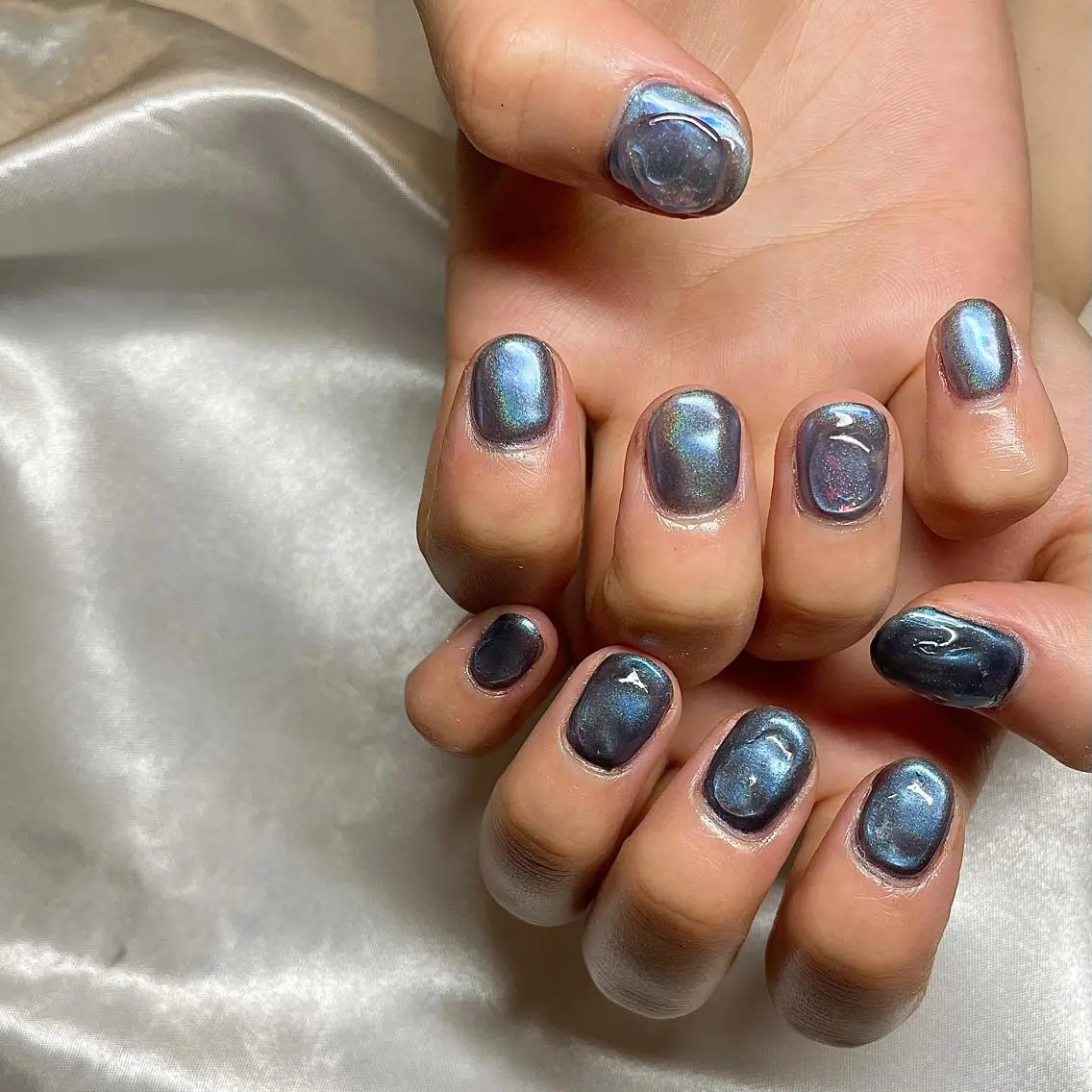 ショート カラー パーマ ヘアアレンジ メンズ キッズ ネイル マツエク・マツパ ブルーカラー ユニコーンカラー ブルー クリアネイル el. by Aoのネイルデザイン