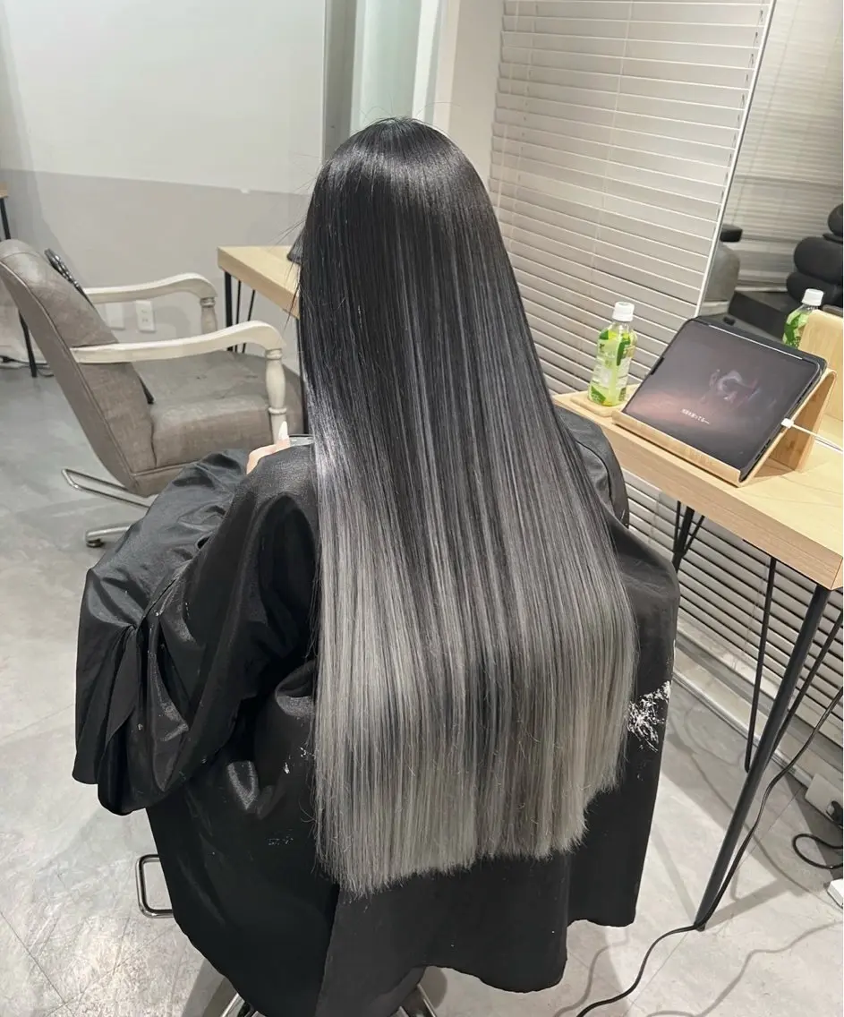 ロング カラー バレイヤージュ シルバー ホワイトシルバー レイヤーカット 指名数No.1 /NAOYAのヘアスタイル