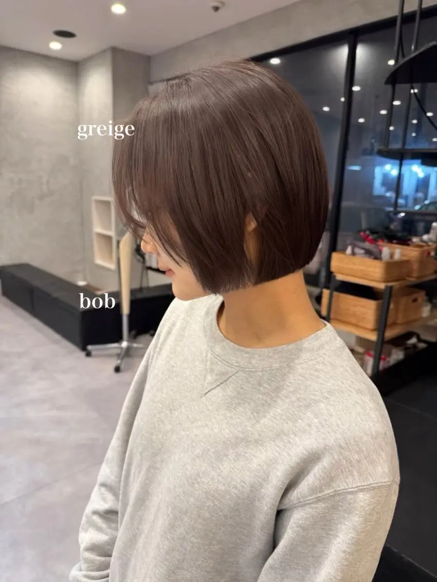ミディアム カット ヘアカラー トリートメント ボブ/透明感カラー 長岡/三浦めい🌟のヘアスタイル