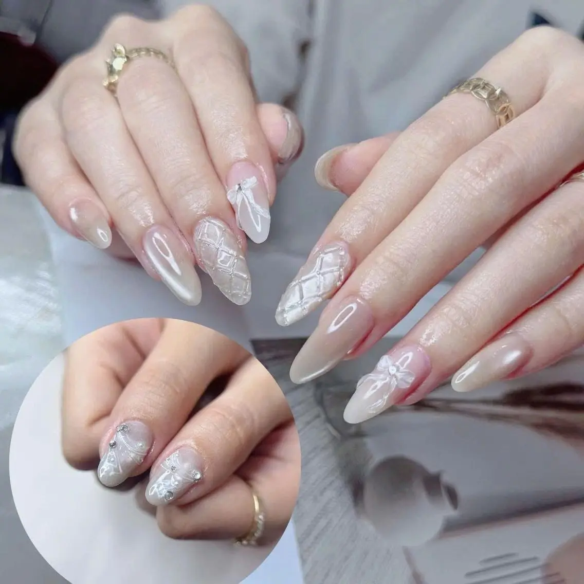 ネイル フレンチネイル ジェルネイル ガラスフレンチ 韓国ネイル マグネットネイル ハンドネイル Minette Nailのネイルデザイン