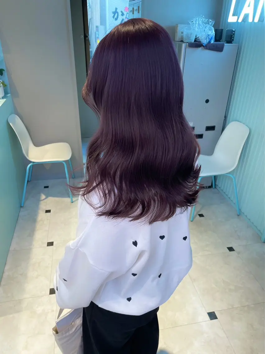 セミロング カラー ヘアアレンジ 韓国レイヤー&ピンク 艶髪🩶maikoのヘアスタイル