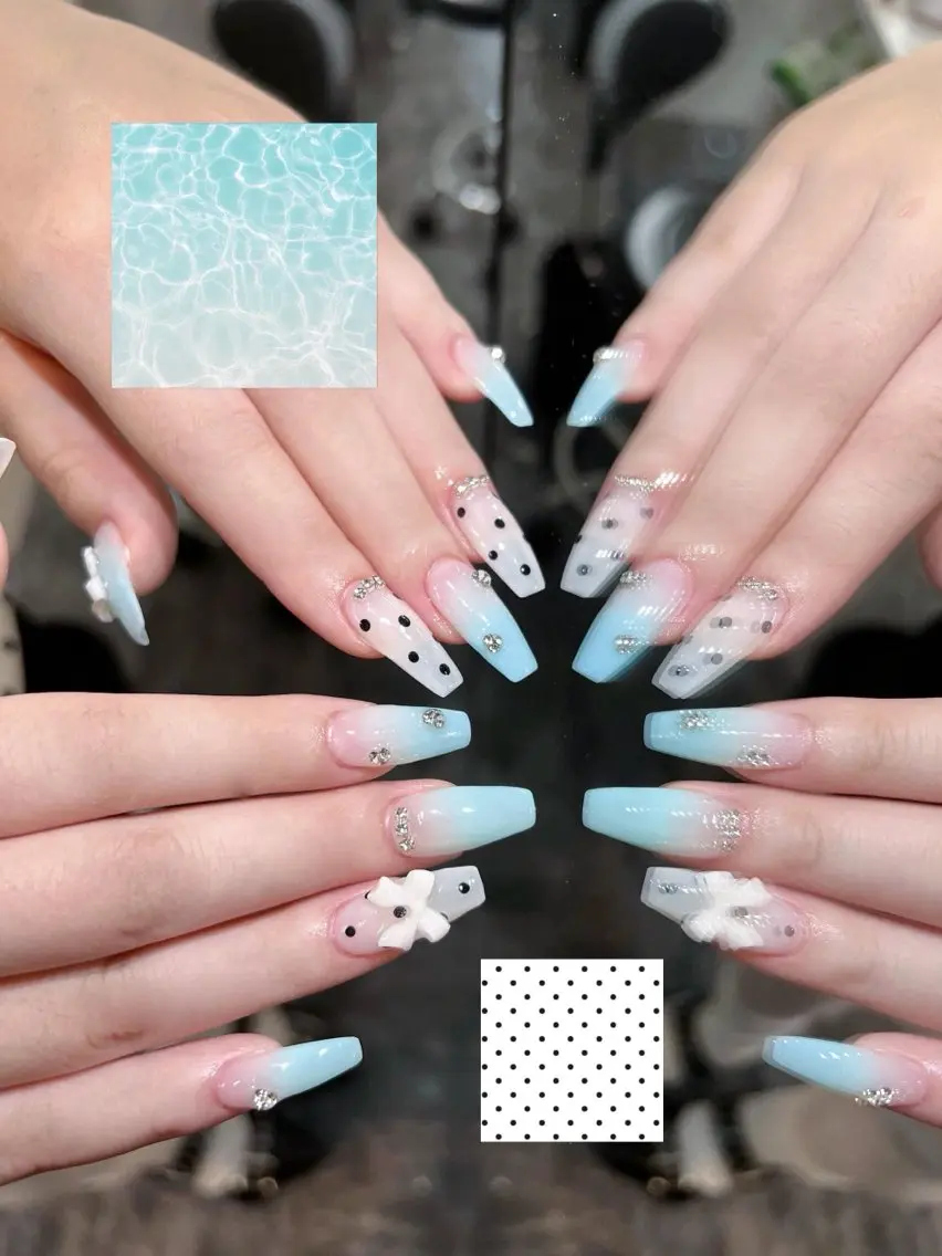 ネイル ガーリー ハート 韓国ネイル ニュアンスネイル リボン Sora nail 長さ出し専門店のネイルデザイン