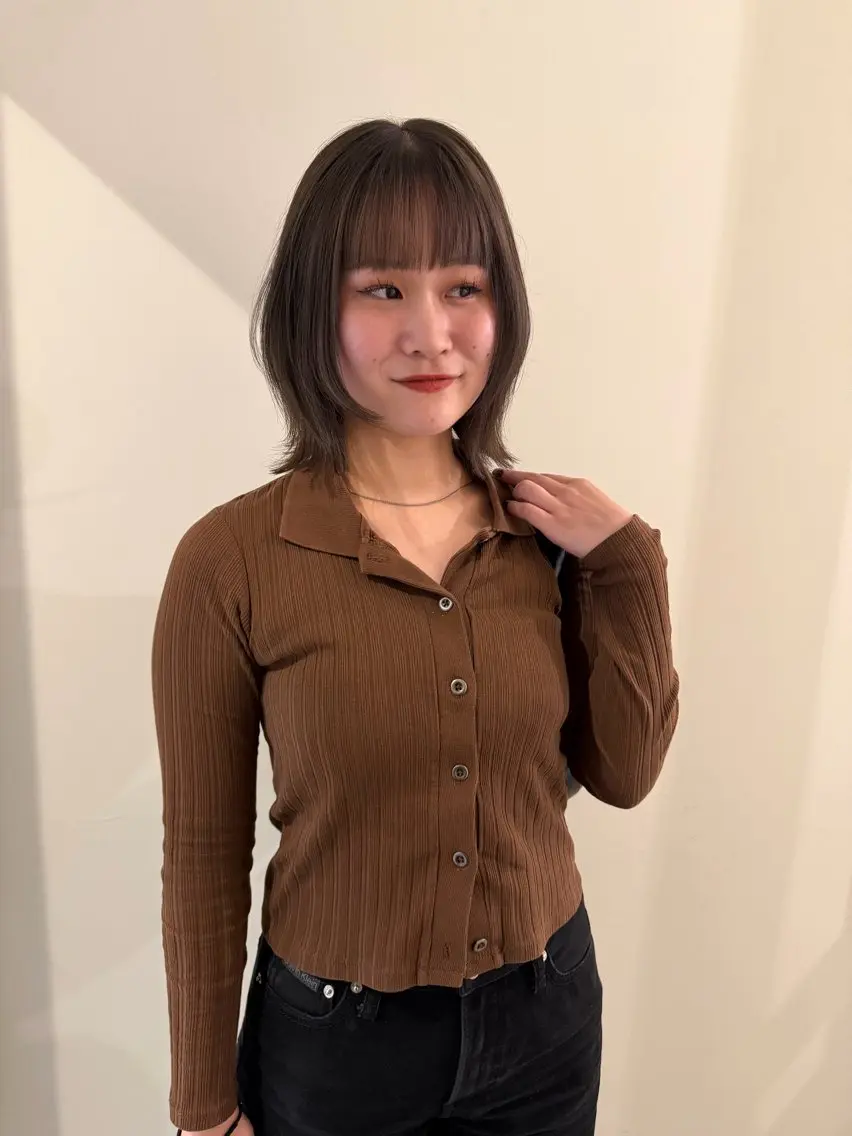 ミディアム カラー レイヤーカット カット ヘアカラー トリートメント 渋谷 留菜のヘアスタイル
