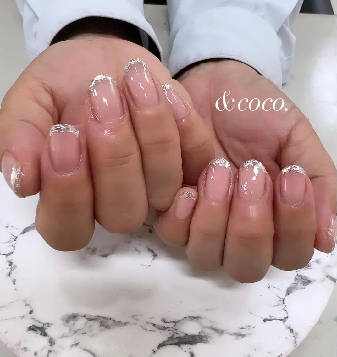 ネイル フレンチネイル ガラスフレンチ ＆ coco.のネイルデザイン