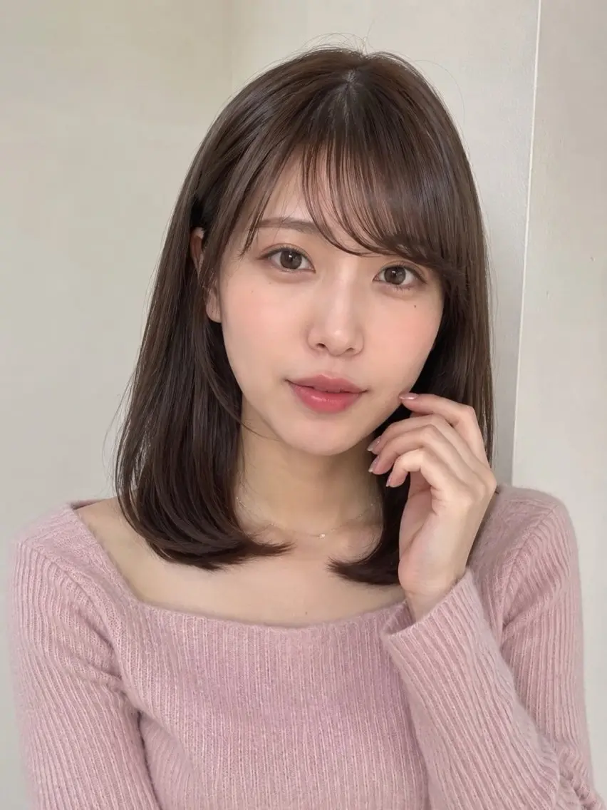ミディアム ボブ レイヤーカット カット ヘアカラー トリートメント 髪質改善✨艶髪カラー 縮毛矯正✨有田仁志のヘアスタイル