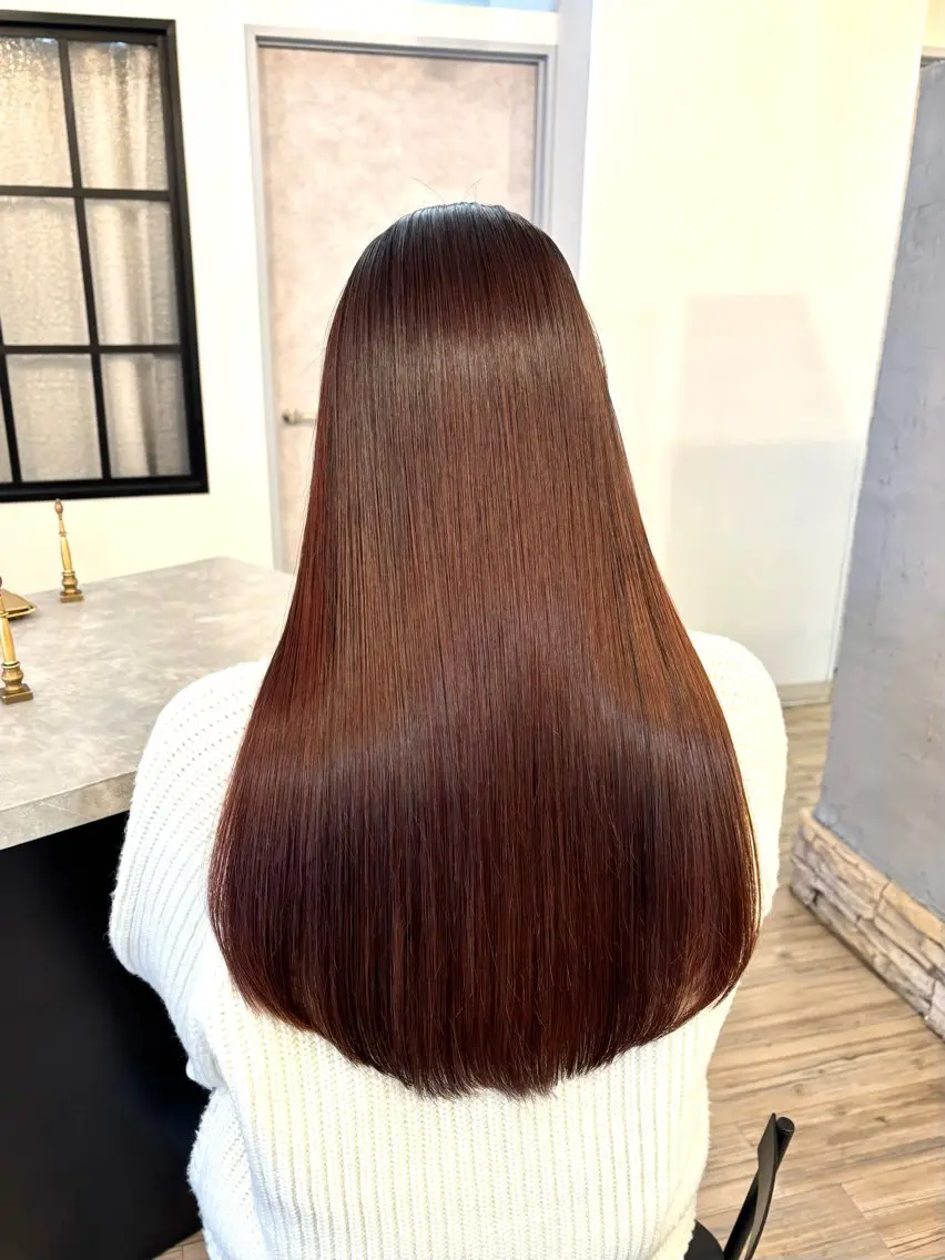 ロング パーマ カット 縮毛矯正 VISAGE ba.sk 金子詩帆のヘアスタイル