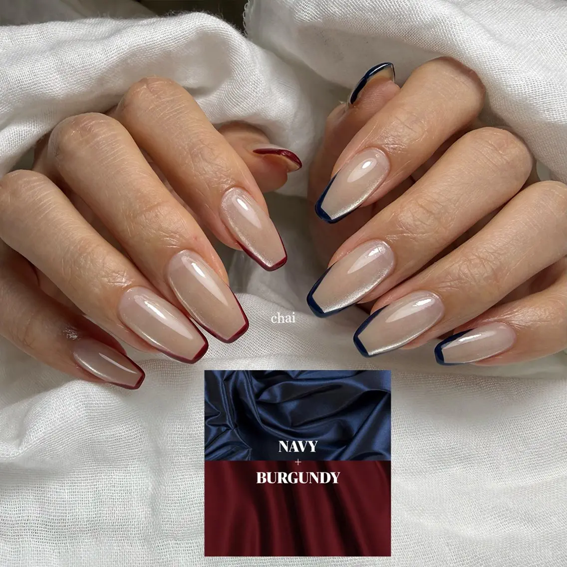 ネイル フレンチネイル マグネットネイル ハンドネイル chai nail + eye📍鶴橋のネイルデザイン