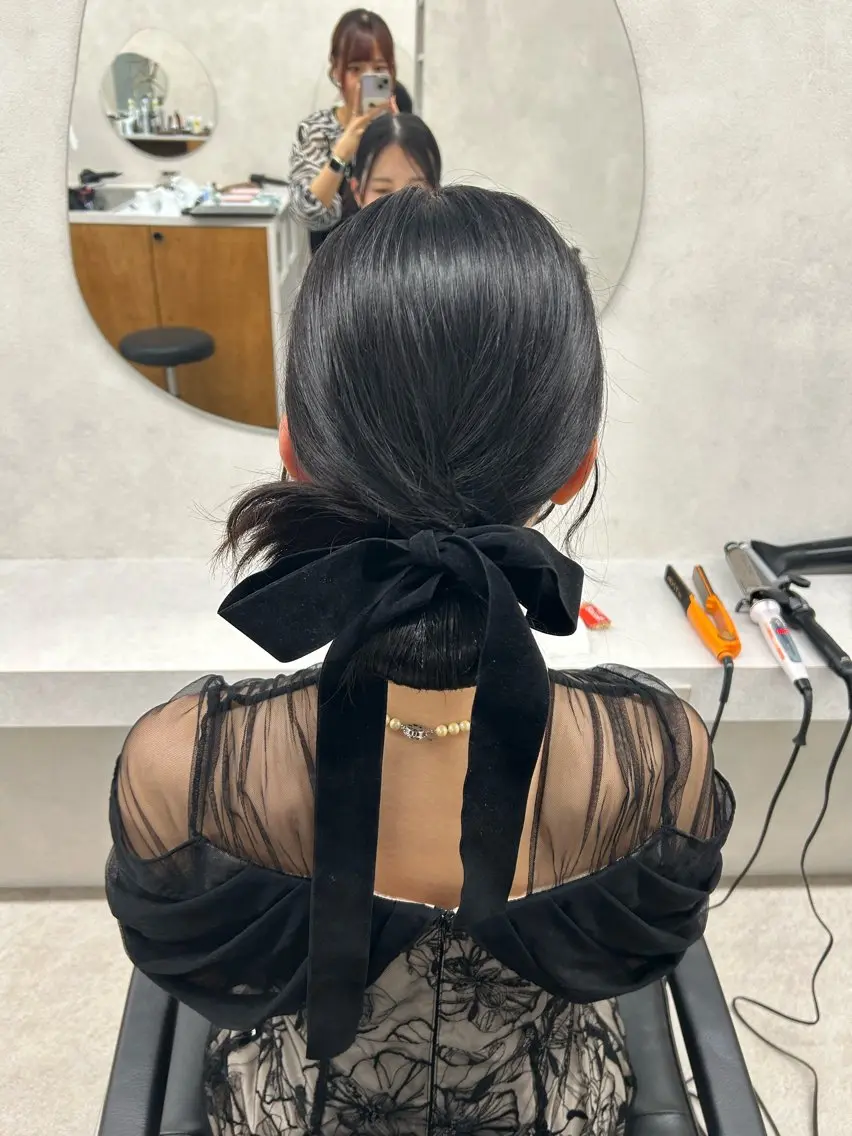 セミロング ヘアアレンジ ヘアセット 🎀HARU/ボブ/ セット/暖色🫧のヘアスタイル
