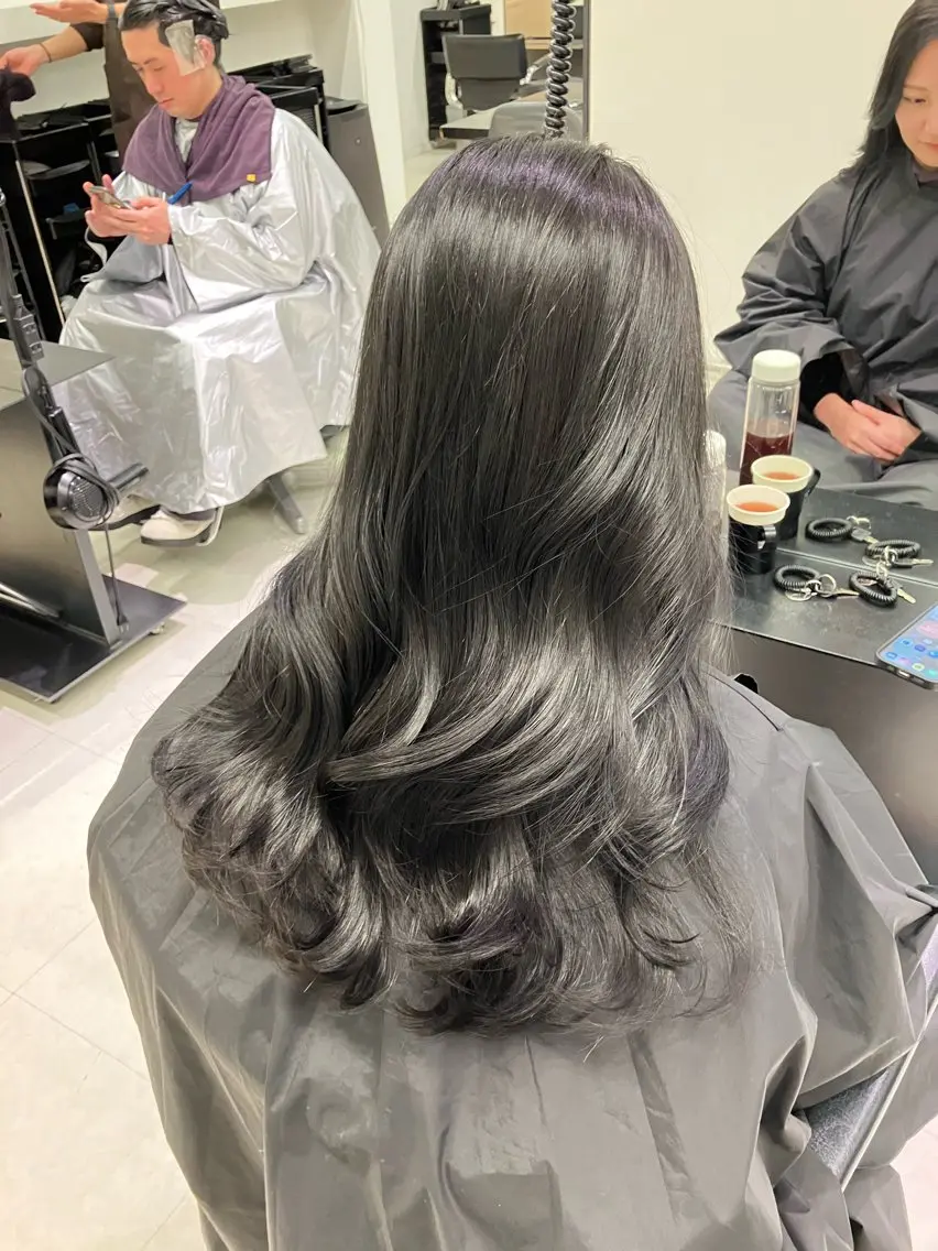 ロング カラー カット ヘアカラー トリートメント 💖ブリーチなし透明 感💖ASAHIのヘアスタイル