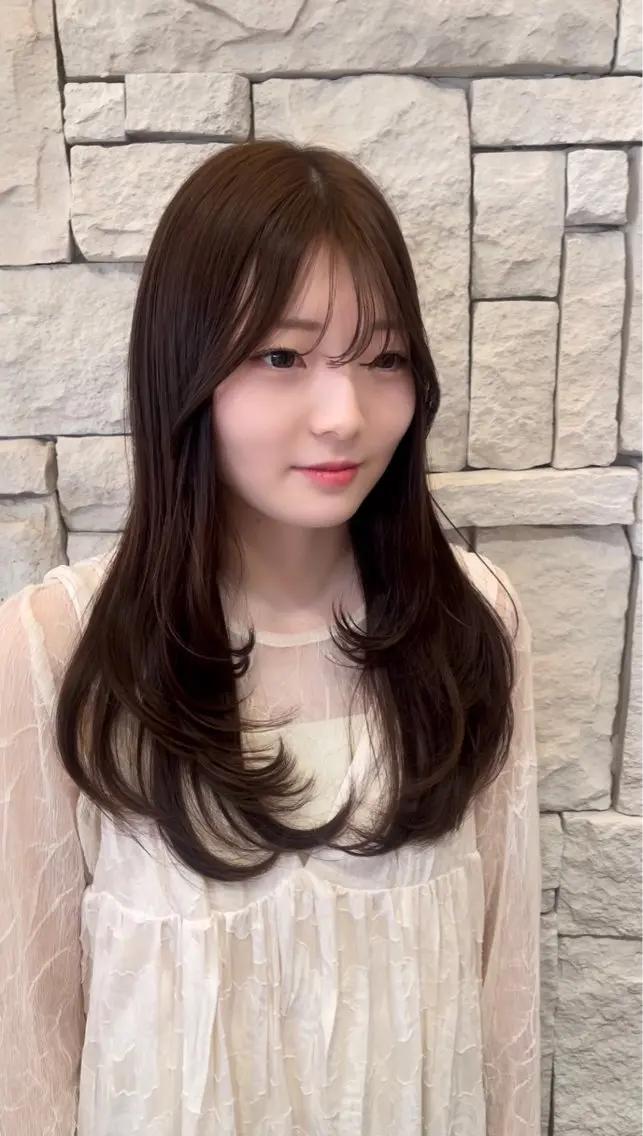 ロング カラー カット 縮毛矯正 🤎韓国ヘア ベージュ まゆか🤎のヘアスタイル