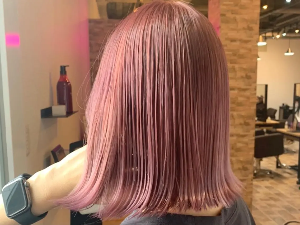 ミディアム カラー ヘアカラー&縮毛矯正 STAR☆RIVERのヘアスタイル