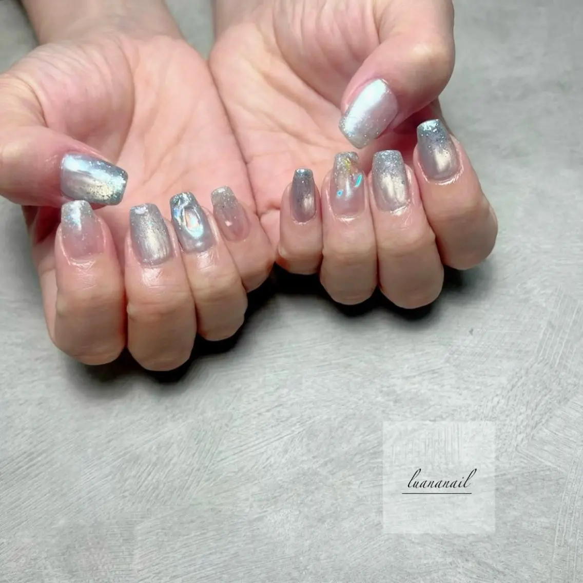 ネイル フラッシュネイル 氷ネイル・うるうるネイル マグネットネイル ハンドネイル luana nailのネイルデザイン