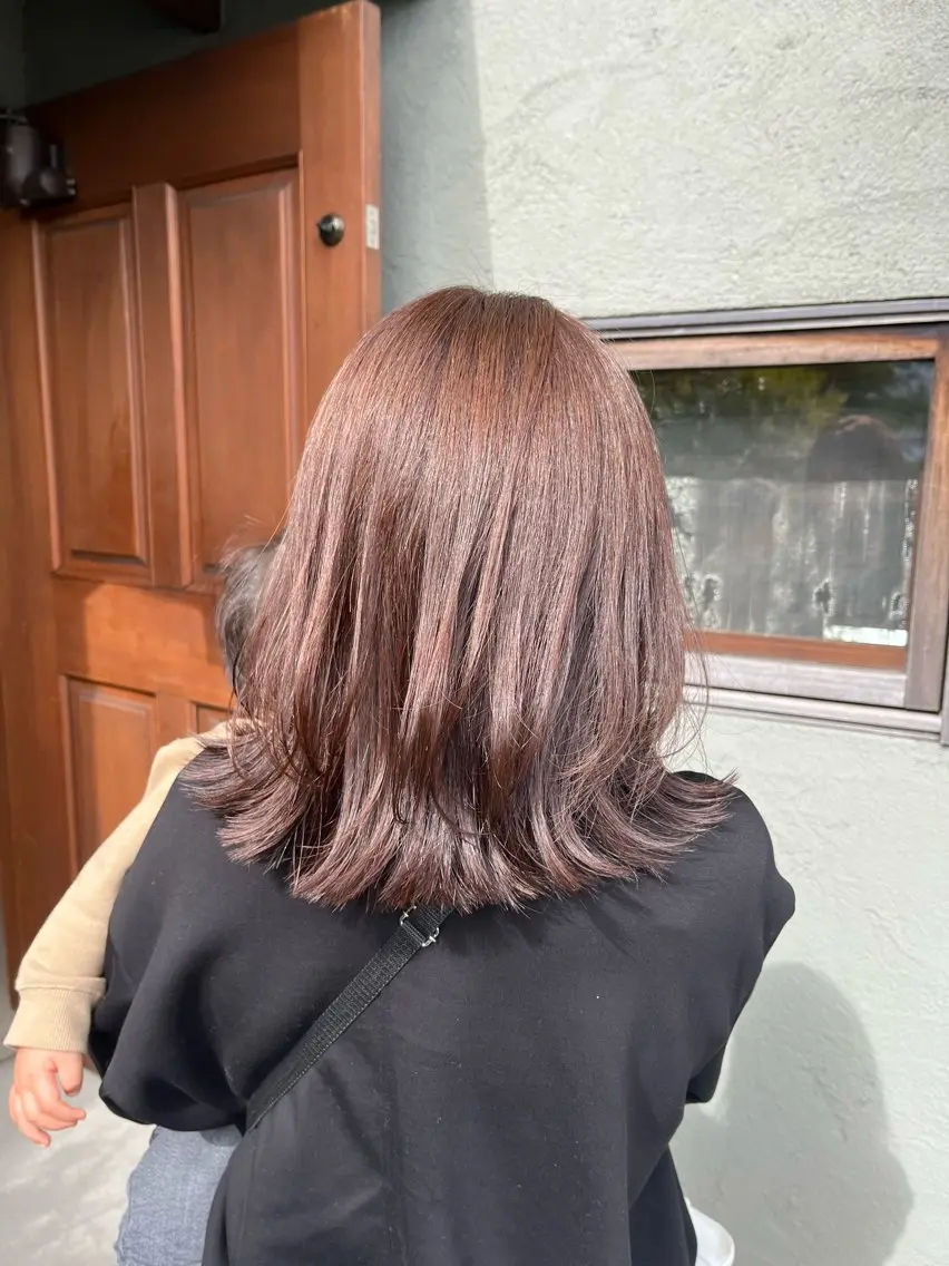 ミディアム カラー アッシュ ベージュカラー オレンジ ボブ レイヤーカット カット ヘアカラー トリートメント フクウラ ミホのヘアスタイル