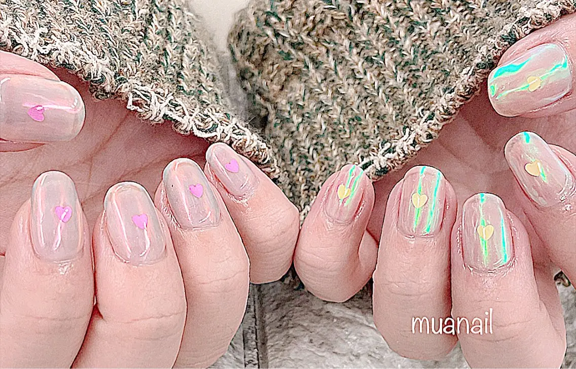 ネイル アートネイル ブルー ハート その他(ネイル) mua nail mikiのネイルデザイン